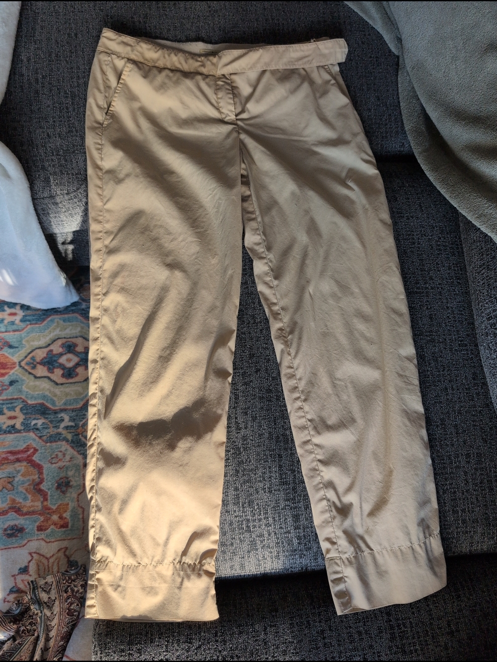 Max Studio Khaki Cropped Pants Size 6 Minimal Y2K Stretch Capri Cigarette